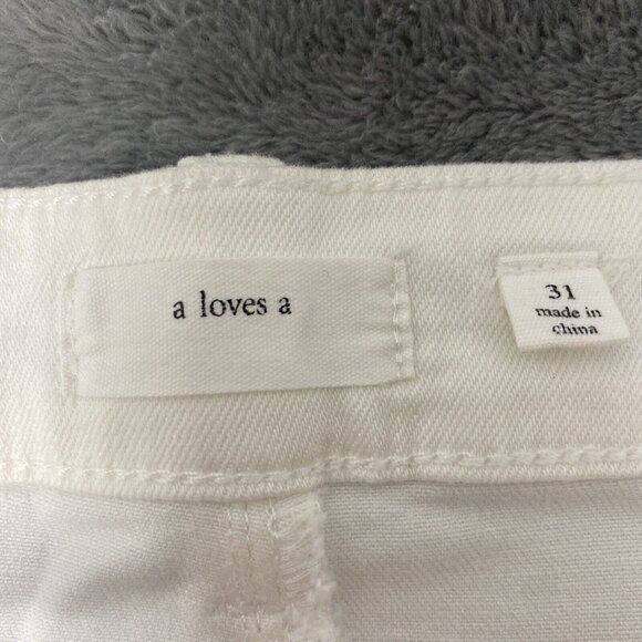 A Loves A Womens’ White Denim Jeans sz 31 NWT Stretchy Button Front Ankle Skinny - Picture 6 of 10